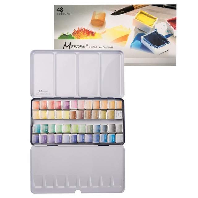 640x640 Meeden Art Watercolor Tin Palette Paint Set With 48 Colors Half - Watercolor Paint Palette