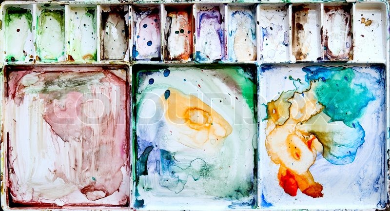 800x433 Painting Palette Box With Dirty Watercolor Stock Photo Colourbox - Watercolor Paint Palette
