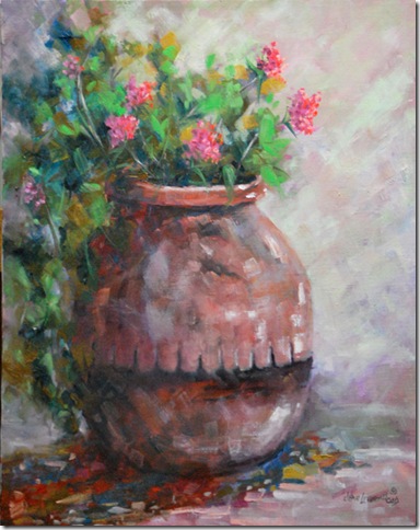 384x484 Jean Levert Hoodtexas Hill Country Painter Clay Pot Oil Painting - Watercolor Paint Pots