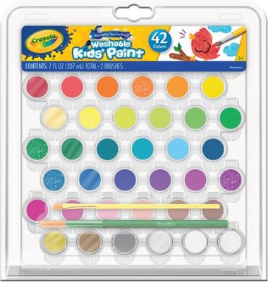 380x400 Washable Paint Set, 42 Paint Pots And 2 Premium Brushes - Watercolor Paint Pots