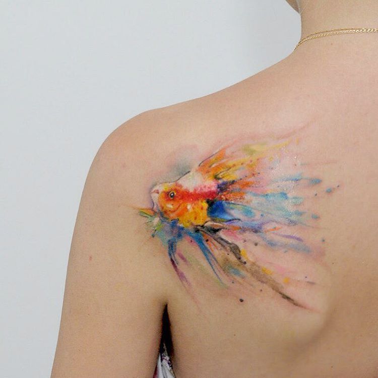750x750 Tattoo Artist Captures Fluidity Of Watercolor Paint In Colorful - Watercolor Paint Tattoo