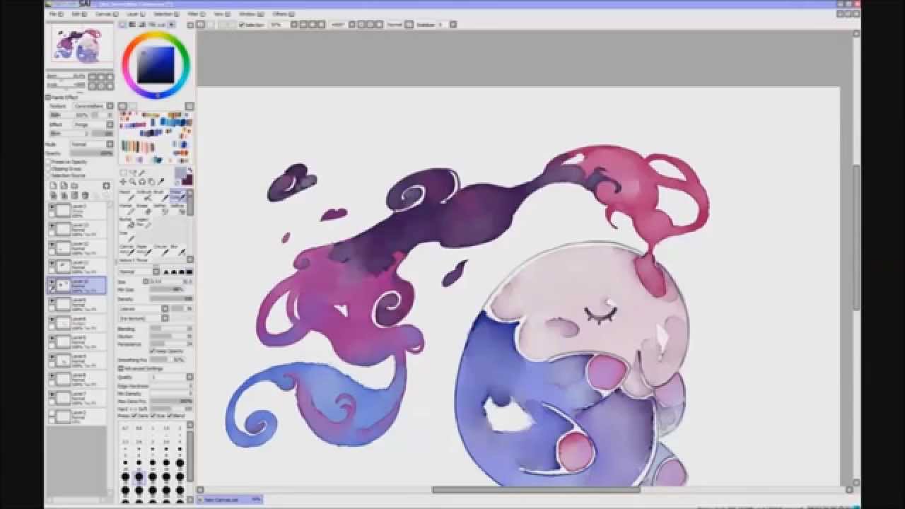 1280x720 Musharna Digital Watercolors Painting Process - Watercolor Paint Tool Sai