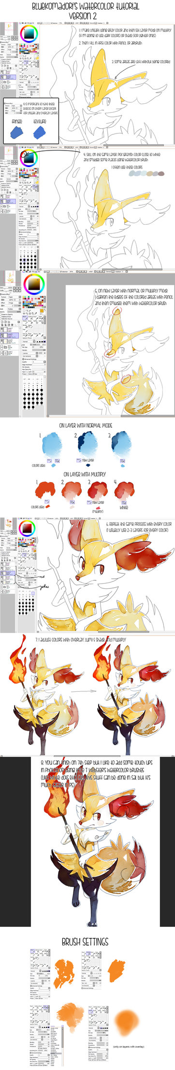 362x2204 Sai Watercolor Tutorial + Brushes, Sai File By Bluekomadori On - Watercolor Paint Tool Sai