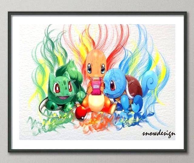 640x539 Wall Pokemon Original Watercolor Wall Art Canvas Painting Anime - Watercolor Painting Anime