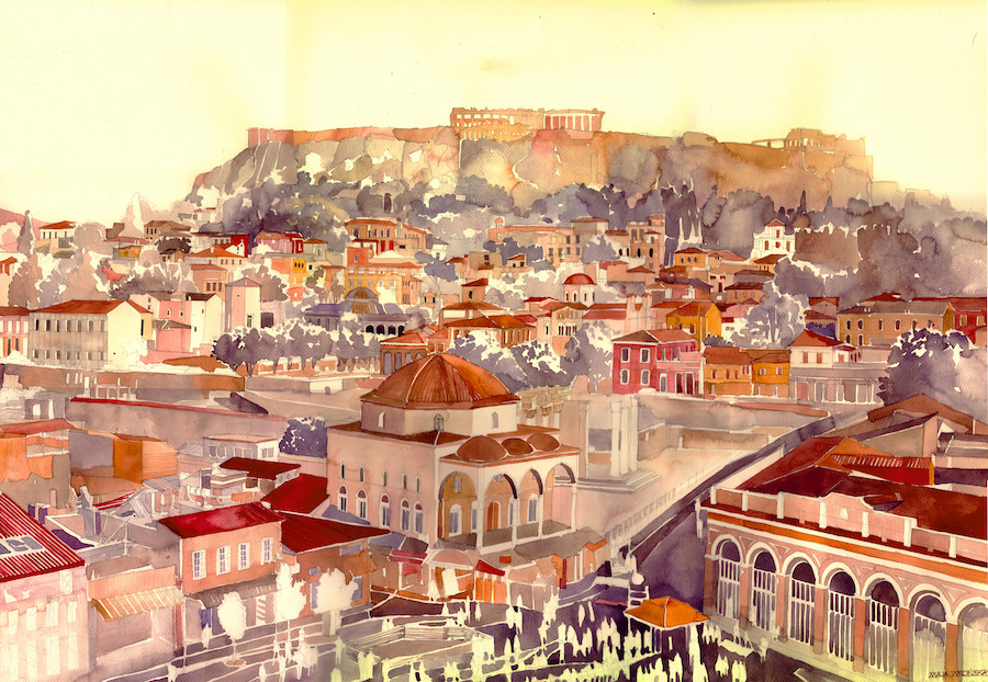 900x622 Mesmerizing Watercolor Paintings By Maja Wronska Artistic Odyssey - Watercolor Painting Architecture