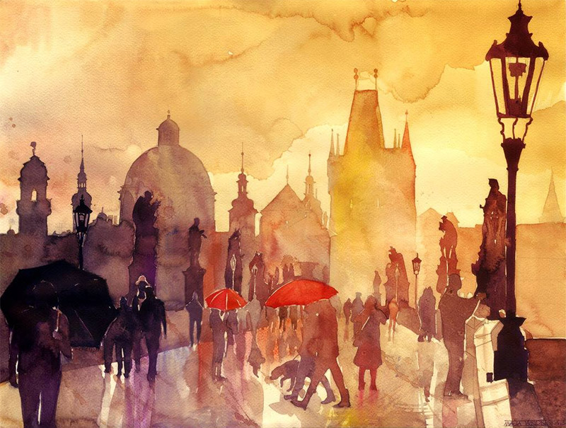 800x605 Vibrant Architectural Watercolors By Maja Wronska Colossal - Watercolor Painting Architecture