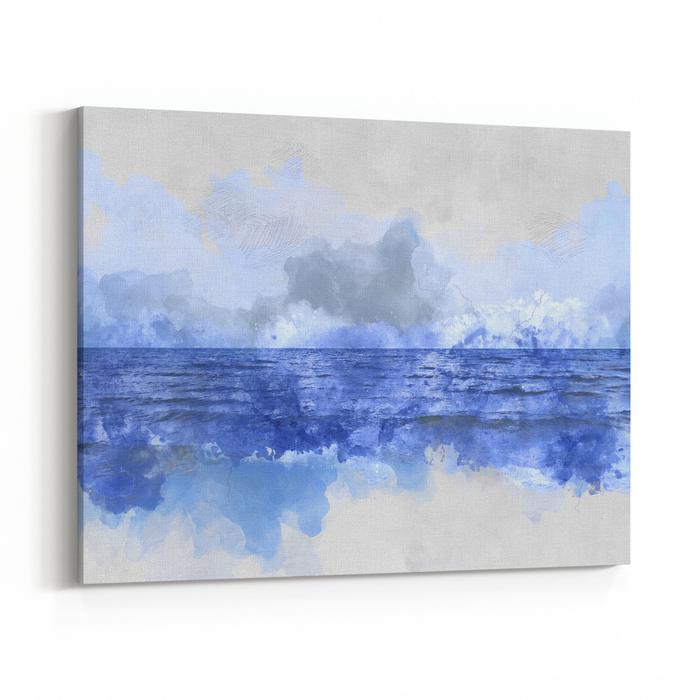 700x700 Beautiful Water Sea Soft Waves On Watercolor Painting Background - Watercolor Painting Background