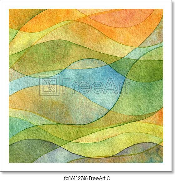 561x581 Free Art Print Of Abstract Wave Watercolor Painted Background - Watercolor Painting Background