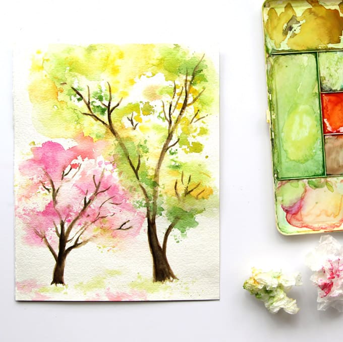 680x679 Easy Watercolor Painting Tree (With Fall Colors!) - Watercolor Painting Designs