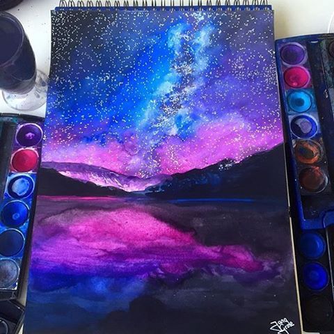 480x480 Galaxy Painting By @jg Draws @arts Gallery Art Inspiration - Watercolor Painting Drawing