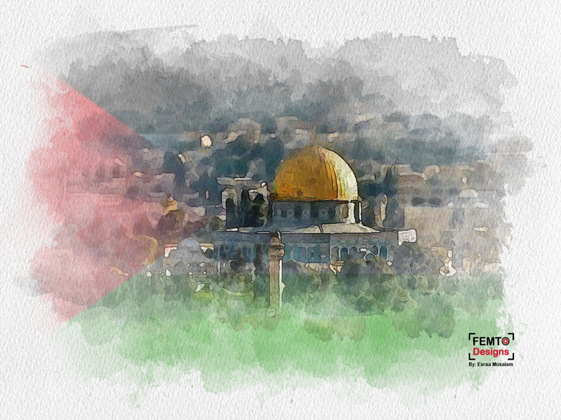 800x600 Palestine Watercolor Painting Effect By Esraa Mosalam - Watercolor Painting Effect