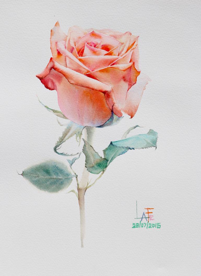 770x1053 Watercolor Without Drawing Rose 29072016 Painting By La Fe - Watercolor Painting Flowers For Beginners