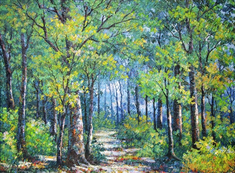 800x589 Oil Painting Picture On Canvas Of A Walkway In Forest Drawing - Watercolor Painting From Photographs