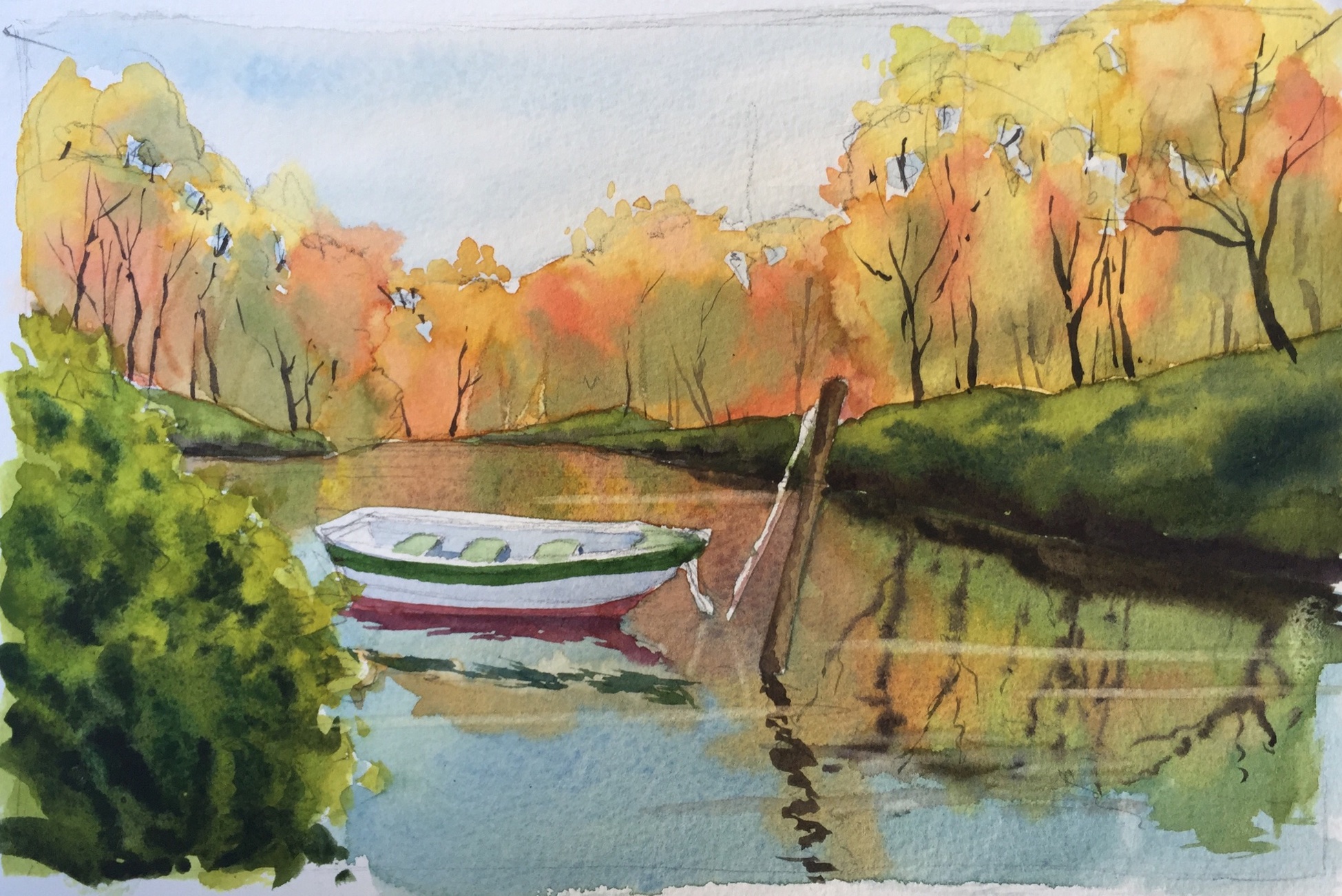 1949x1302 Fun Lake Scene Teaches Watercolor Techniques For Water Amp Reflections - Watercolor Painting Ideas