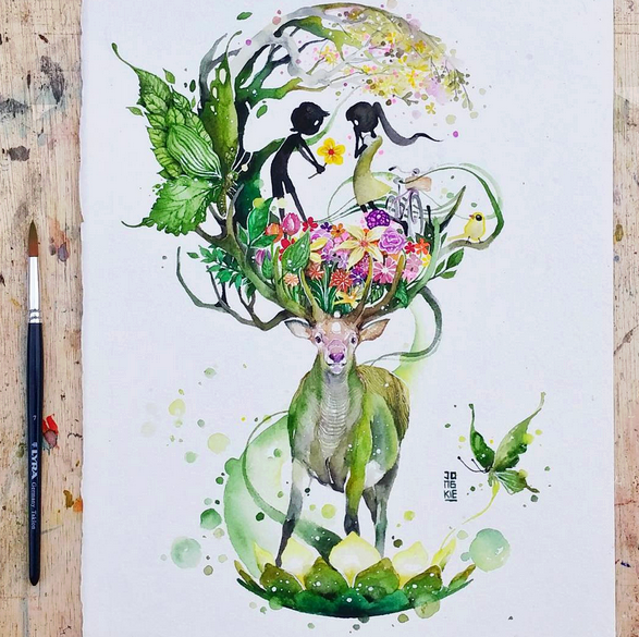 587x585 Gorgeous Watercolor Paintings By Luqman Reza Mulyono 99inspiration - Watercolor Painting Ideas