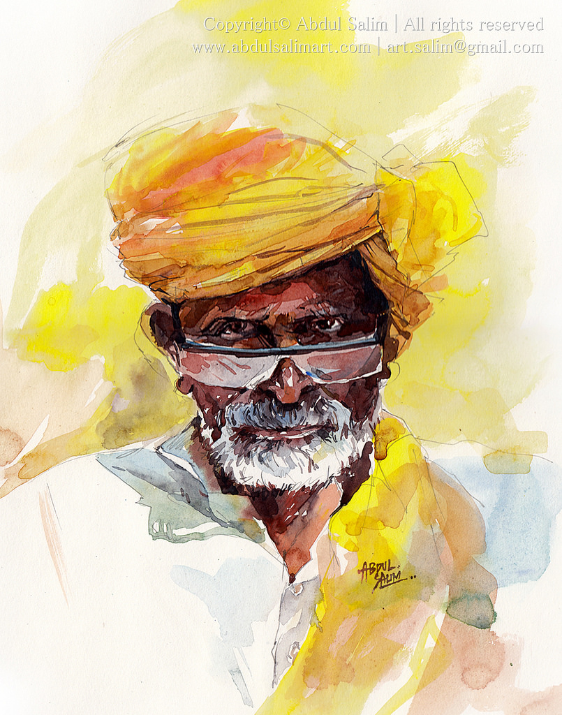 805x1024 Village Man Watercolor Village Man 11 X 14 - Watercolor Painting Illustrator