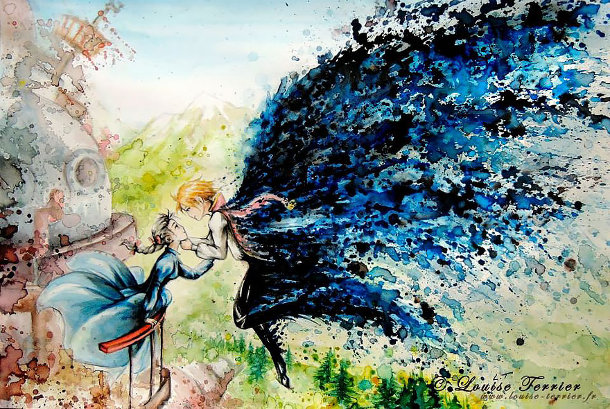 880x590 Studio Ghibli Inspired Watercolor Paintings By Louise Terrier (14 - Watercolor Painting Inspiration