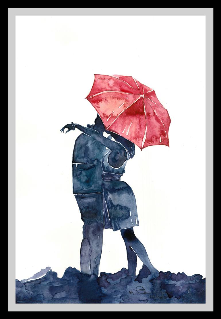 770x1108 Love Shadow Painting By Sachu Anath Saatchi Art - Watercolor Painting Love