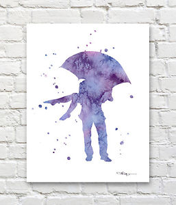 257x300 Umbrella Love Abstract Watercolor Painting Art Print By Artist Dj - Watercolor Painting Love