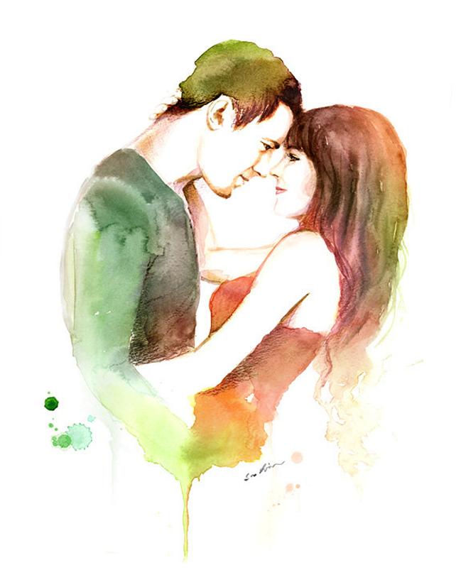 642x803 Watercolor Painting Channig Tatum Romantic Couple In Love Etsy - Watercolor Painting Love