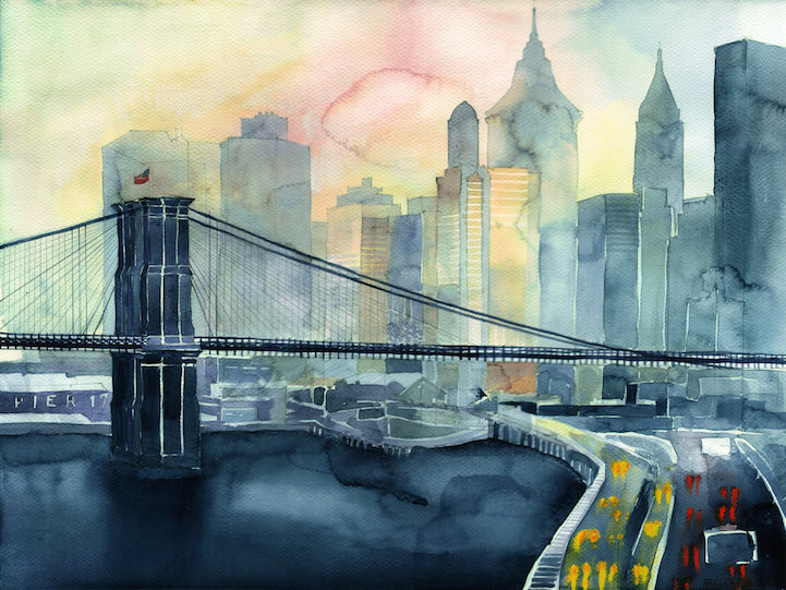 721x541 Collection Of Watercolor Paintings Of Iconic Cities From Around - Watercolor Painting Of City