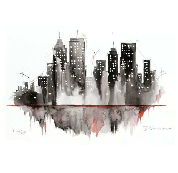 570x554 New York City Painting Luxury Best 25 Watercolor City Ideas On - Watercolor Painting Of City