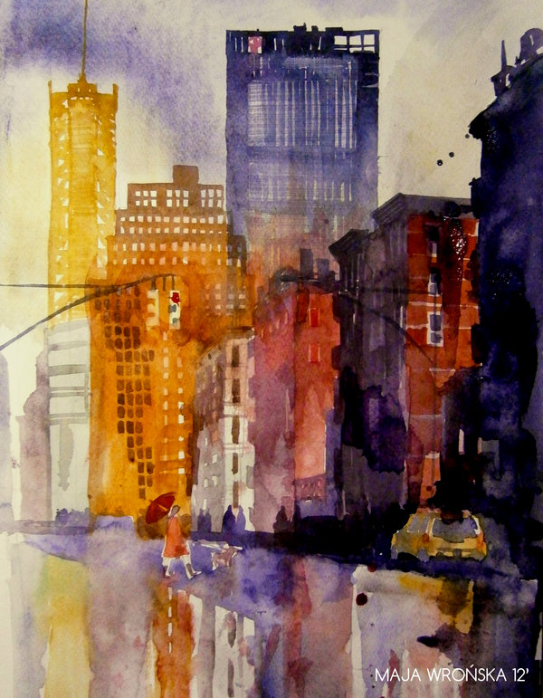 600x771 Vibrant Watercolor Paintings Of World Famous Landmarks And Cities - Watercolor Painting Of City