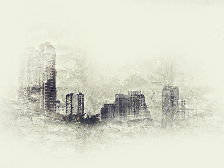 900x675 Abstract Building On Watercolor Painting Background. City On - Watercolor Painting Of City