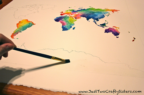 500x333 Diy Watercolor World Map Artwork - Watercolor Painting Of The World