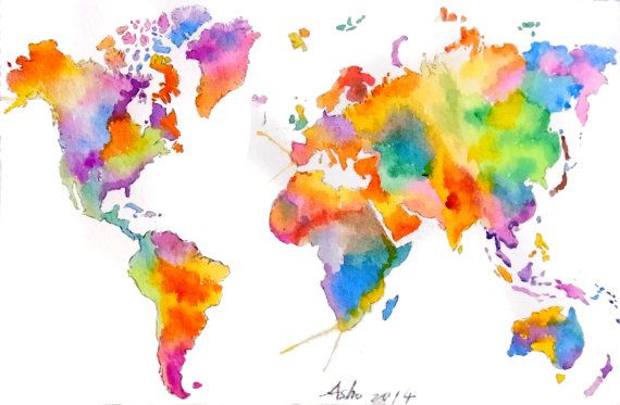 570x373 The 26 Best Art Images Canvases, Crafts And - Watercolor Painting Of The World