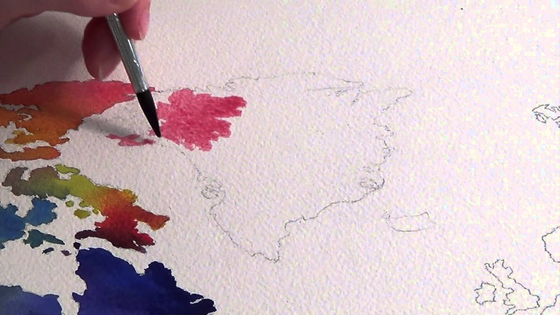 1920x1080 Watercolor World Map - Watercolor Painting Of The World