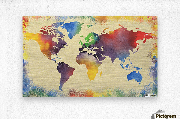 600x397 Watercolor World Map Vintage Rainbow - Watercolor Painting Of The World