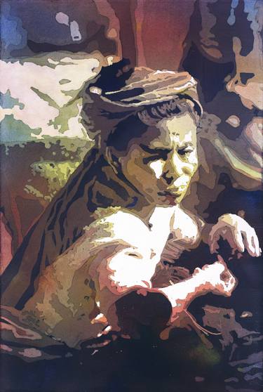 375x558 Watercolor Painting Of Traditionally Dressed Woman - Watercolor Painting Of Woman