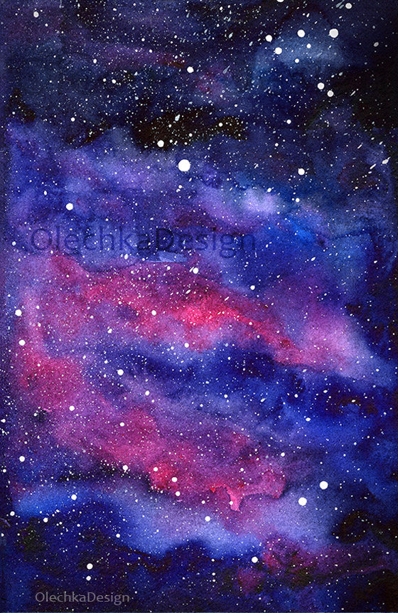 560x862 Galaxy Watercolor Art Olechka Design - Watercolor Painting Space