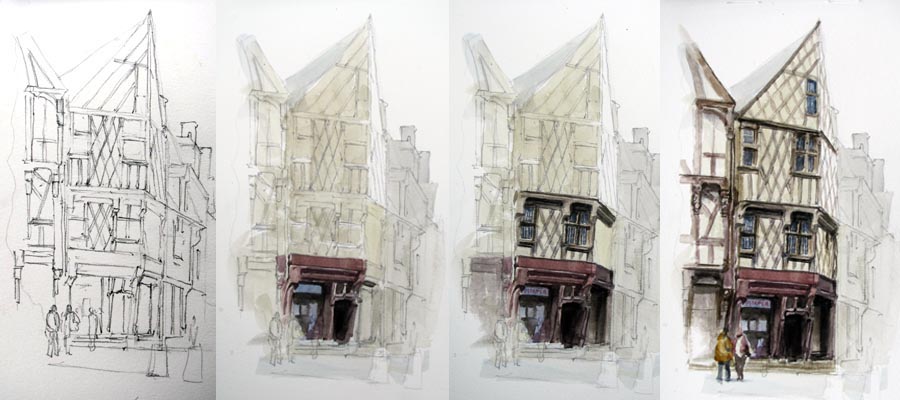 900x400 James Gurney Teaching Images - Watercolor Painting Steps