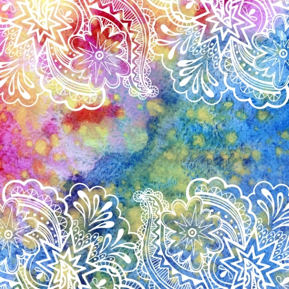 590x590 Floral Pattern On Watercolor Painting By Alexcoolok Graphicriver - Watercolor Painting Templates