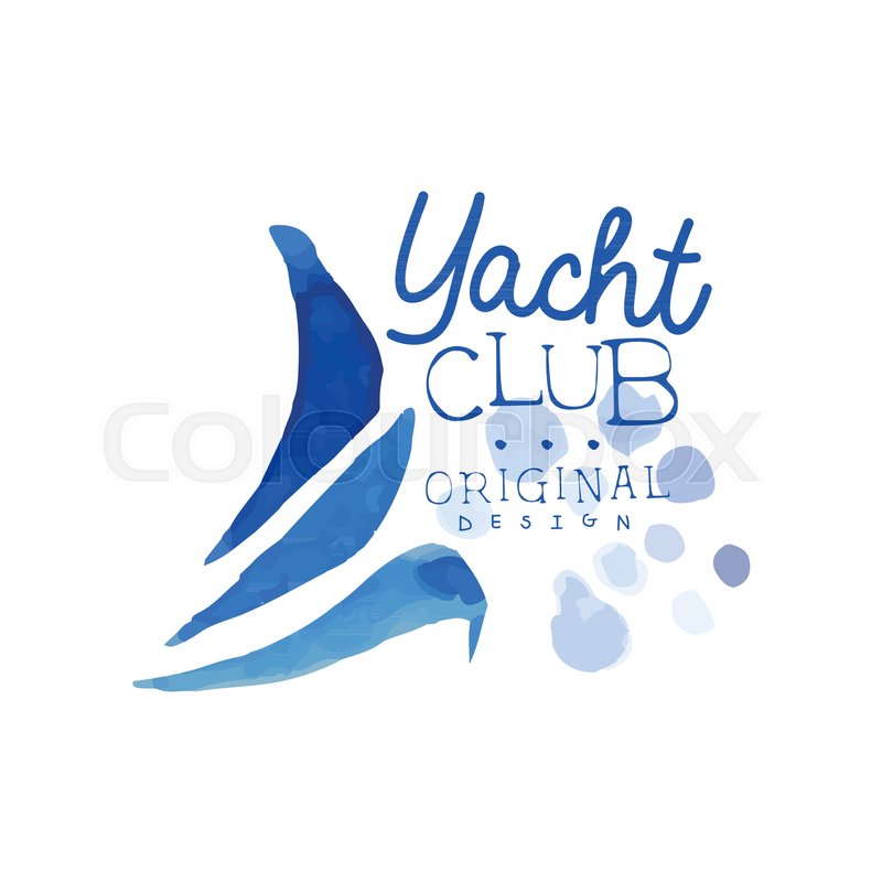 800x800 Original Logo Template For Yacht Club. Abstract Blue Waves Of - Watercolor Painting Templates
