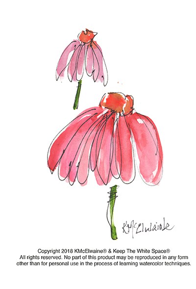 400x589 Pink Flower Watercolor Pattern Kathleen Mcelwaine Art - Watercolor Painting Templates