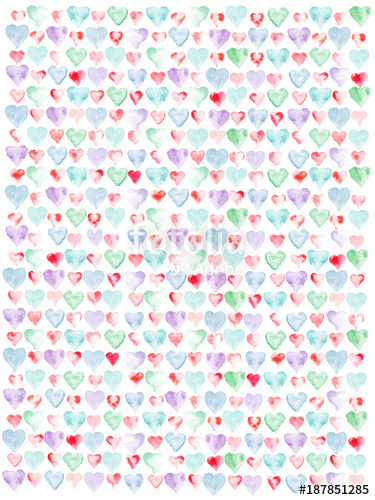 375x500 Watercolor Painting Pattern. Pastel Hearts On White Background - Watercolor Painting Templates