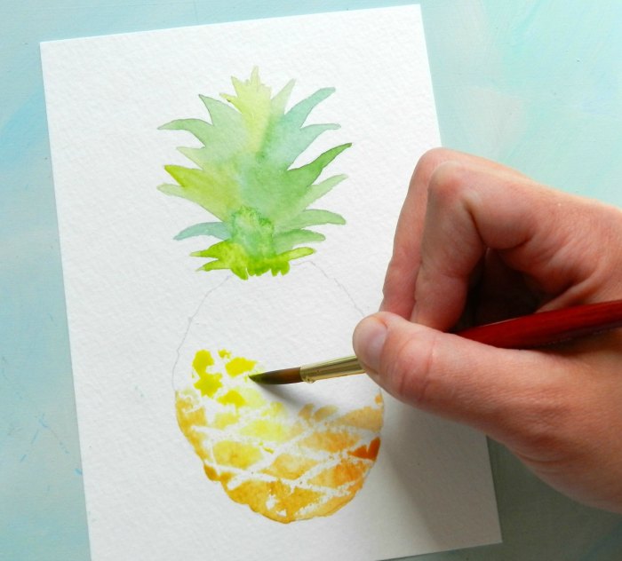 700x632 Elise Engh Studios How To Paint Watercolor Fruit Pineapple - Watercolor Painting Templates