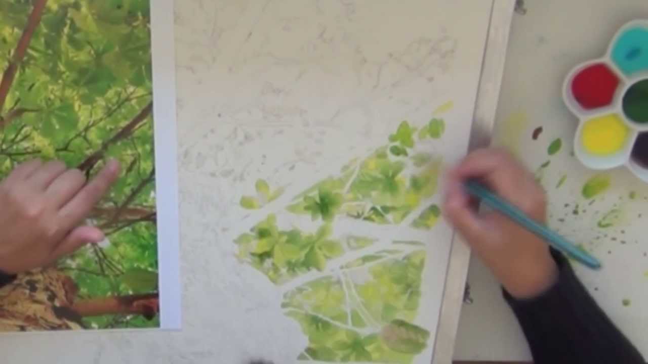1280x720 Painting Trees And Leaves With Watercolor, A Time Lapse Video - Watercolor Painting Trees And Foliage
