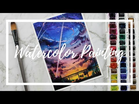 480x360 Falling Star Anime Inspired Watercolor Painting By Artbybee7 - Watercolor Painting Videos Free Download