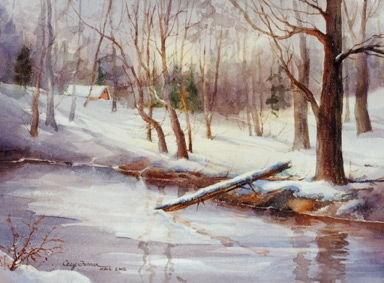 384x283 Snow Scenes In Watercolor - Watercolor Painting Winter Scenes