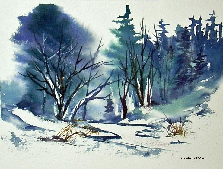 Watercolor Painting Winter Scenes at PaintingValley.com | Explore ...