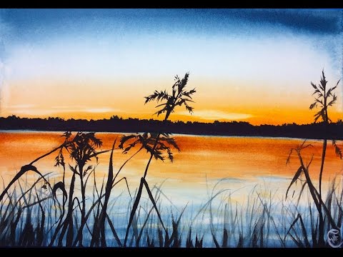 480x360 Watercolor Sunrise On A Lake Painting Demonstration - Watercolor Painting Youtube