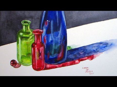 480x360 How To Paint Glass Bottles In Watercolor {Live Fridays!} - Watercolor Painting Youtube