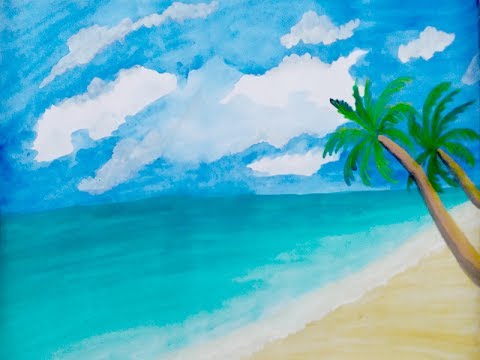 480x360 How To Paint A Watercolor Beach Scene - Watercolor Paintings Beach Scenes