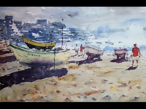 480x360 How To Paint A Beach Scene - Watercolor Paintings Beach Scenes