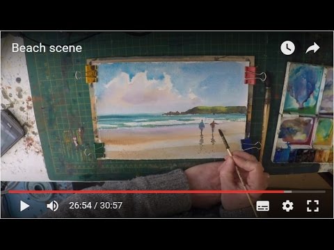480x360 How To Paint Waves, Beach And People Simple Watercolour - Watercolor Paintings Beach Scenes
