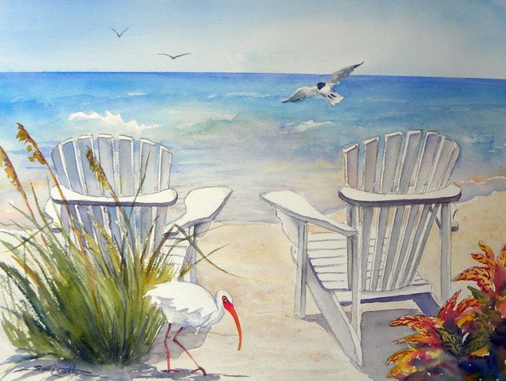 736x554 Pin By Nel Van Dijken On Strand En Zee Searching - Watercolor Paintings Beach Scenes